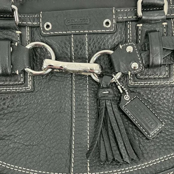 Coach Black Pebbled Leather Hampton Purse Bag F13084 - Picture 2 of 5